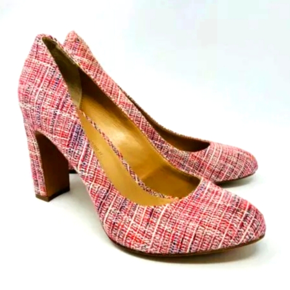 Banana Republic Women's Pink Tweed Round Toe Canta Heels Pumps Size 8 - Picture 1 of 9